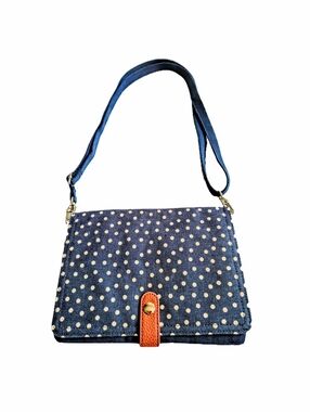 Thirty One Polka Dot Canvas Multi Compartment Adjustable Crossbody Bag